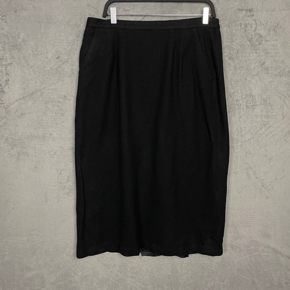 Black Wool Skirt Plus Size 18WP Midi Pencil Career Classic Lined Workwear Office